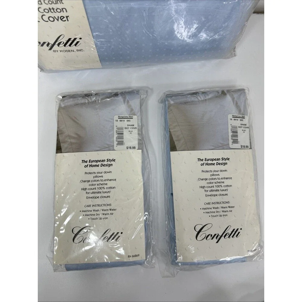 Confetti Kosen King Duvet Cover & Shams Dot Blue Set European Style Cotton